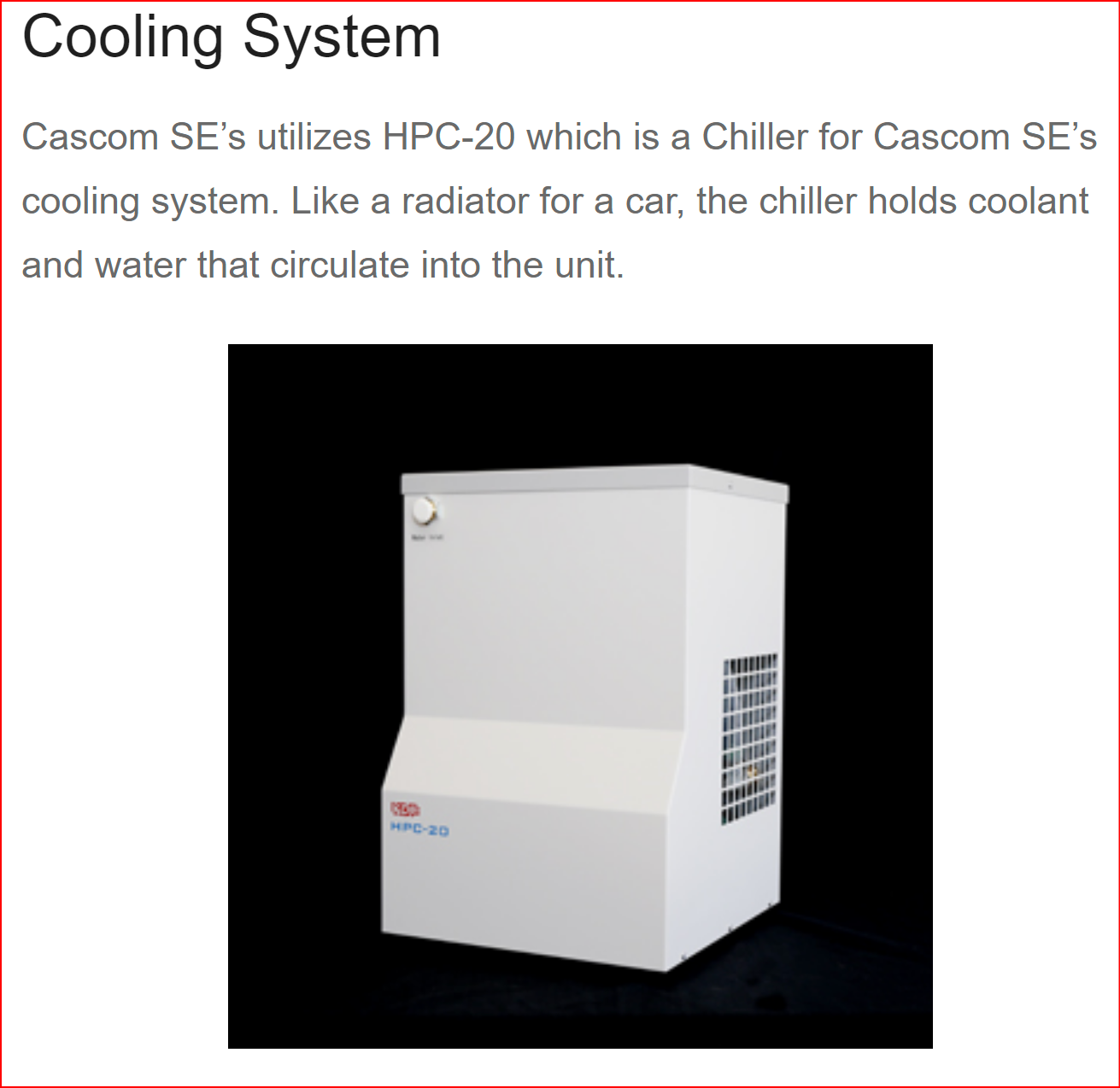 Cascom SE Cooling System