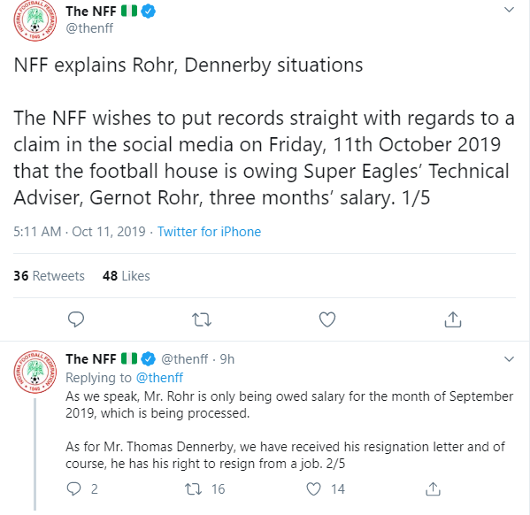 NFF denies owing Super Eagles coach Gernot Rohr three-months salary?
