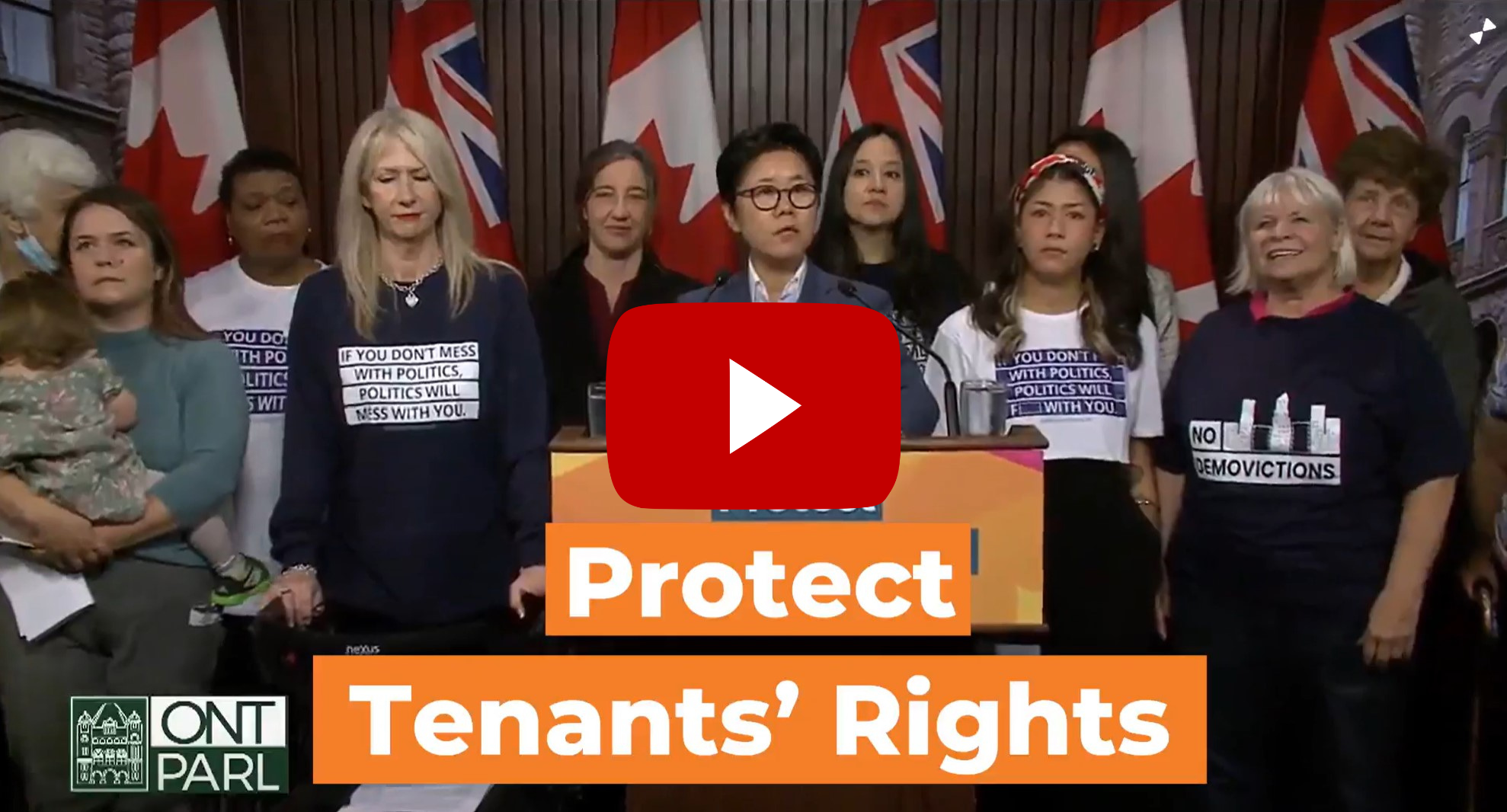 MPP Wong-Tam at a press conference with tenants 