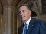 Sen. Mitt Romney, R-Utah, talks to a reporter outside the Senate chamber during a break in President Donald Trump&#39;s impeachment trial, at the Capitol in Washington, Wednesday, Jan. 29, 2020. (AP Photo/J. Scott Applewhite)