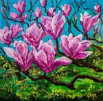 Magnolias - Acrylic Painting - Posted on Wednesday, February 18, 2015 by Hema Sukumar