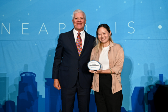 Feby Boediarto, Regulatory Analyst On Ebce's Public Policy Team,  Accepting The Award From Karl RÁBago, Chair Of The Crs Board Of Directors.