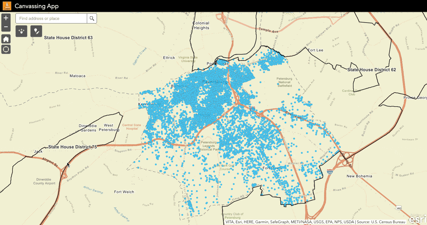Realtime canvassing shows results immediately so the same house is not contacted twice