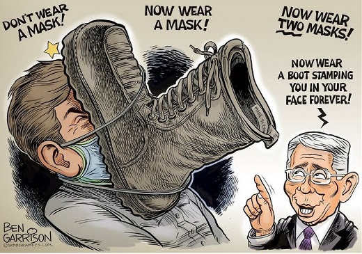 dr fauci no mask wear two masks now boot stamping your face forever