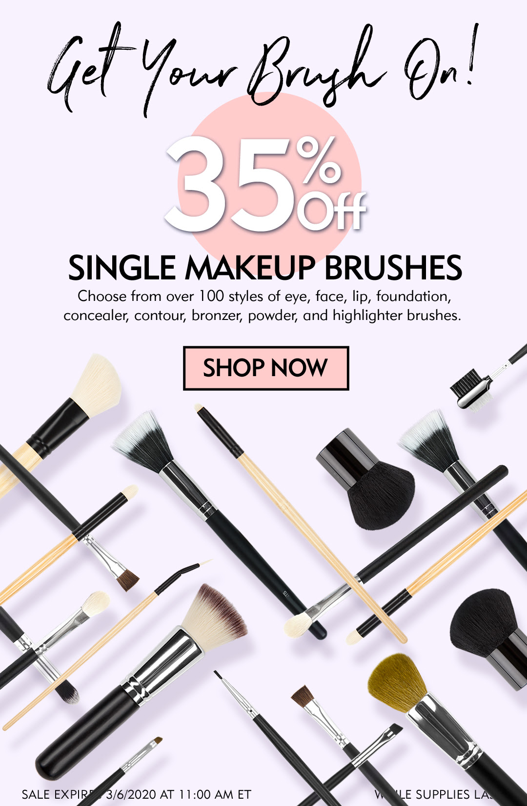 Choose from over 100 styles of eye, face, lip, foundation,  concealer, contour, bronzer, powder, and highlighter brushes.