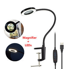 USB 3X Bench Table Clamp Magnifier 42 SMD LED Lights