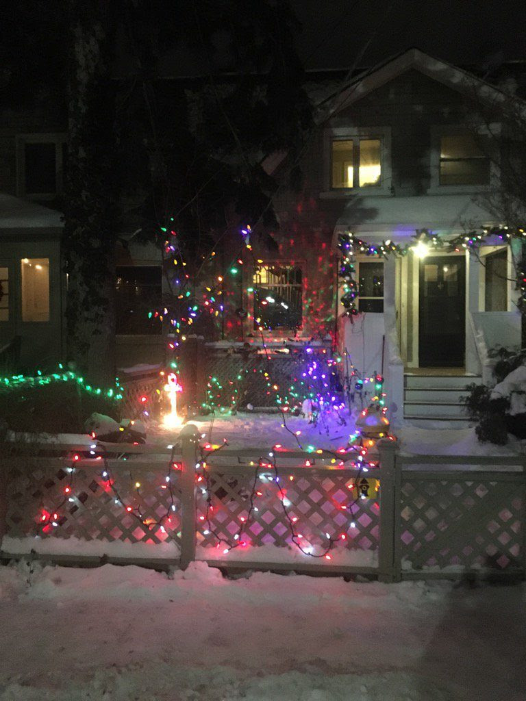 House on Geneva with lights