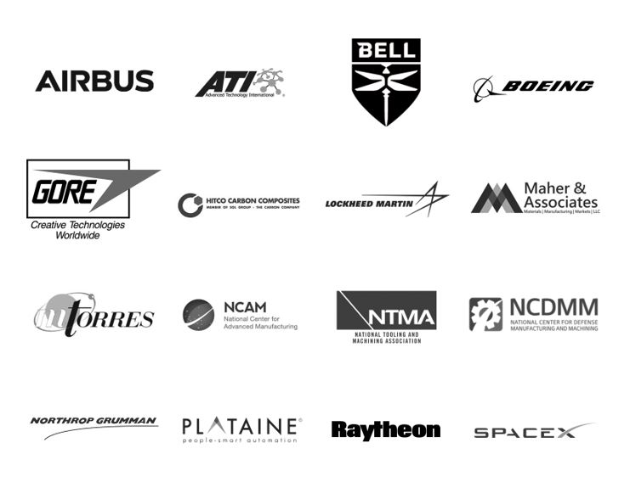 The AeroDef Manufacturing 2019 Executive Committee includes leaders from Airbus, ATI, Bell, Boeing, Gore, Hitco Carbon Composites, Lockheed Martin, Maher & Associates, MTorres, National Center for Advanced Manufacturing, National Tooling & Machining Association, National Center for Defense Manufacturing & Machining, Northrop Grumman, Raytheon and SpaceX.