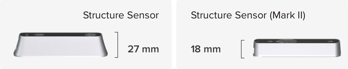 Structure Sensor VS Mark II height comparison