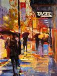 "Taste Restaurant"  Seattle cityscape painting by Robin Weiss - Posted on Wednesday, February 25, 2015 by Robin Weiss