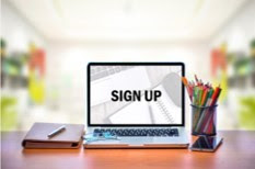 sign up on laptop screen