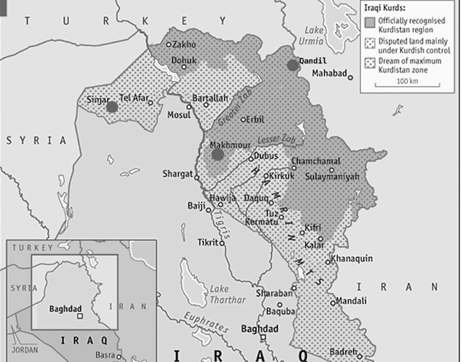 mapa bombardeos turcos en Kurdistan iraqui la-tinta