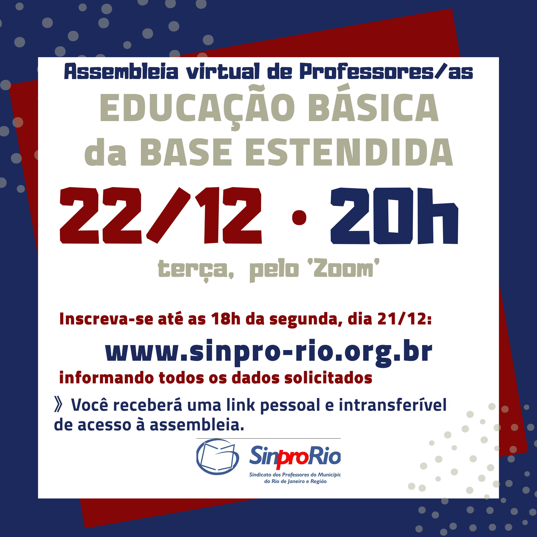Ed. Básica- Base Estendida: assembleia 22/12, 20h. Participe!