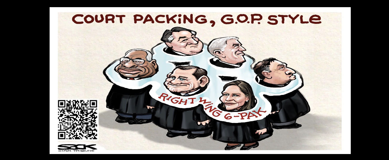 Republicans pack the courts so a few rich people control the laws that we all have to live by.