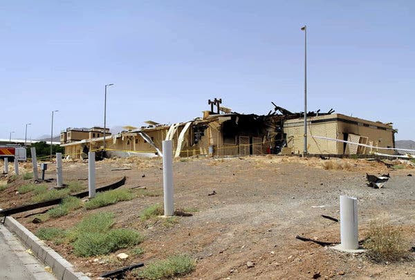 An image released by Iran’s Atomic Energy Organization shows a factory that was damaged at the Natanz enrichment facility.