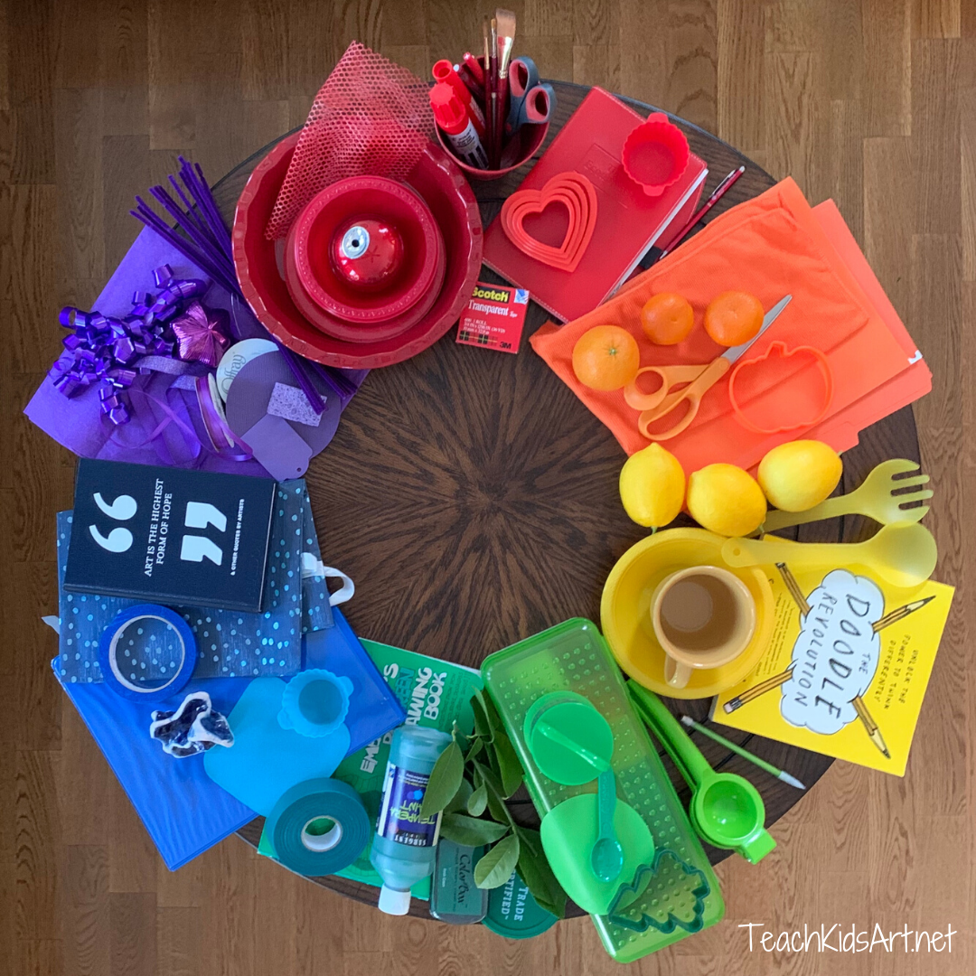 Photo of a color wheel made with found objects from around the house