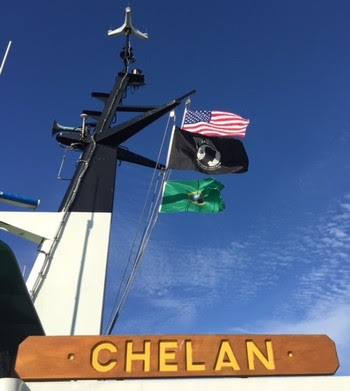 Photo of POW/MIA flag flying on a ferry