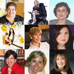 9 individual photos of speakers at the training for Jewish women