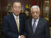 Ban Ki-moon and PA Chairman Mahmoud Abbas at the Cairo conference to 