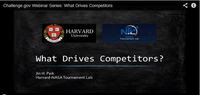 Screenshot of Challenge.gov webinar: What drives competitors