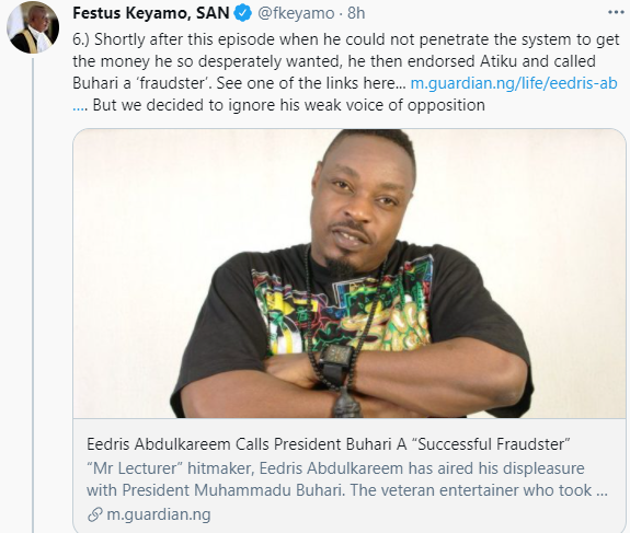 Festus Keyamo calls out singer Eedris Abdulkareem over alleged blackmail