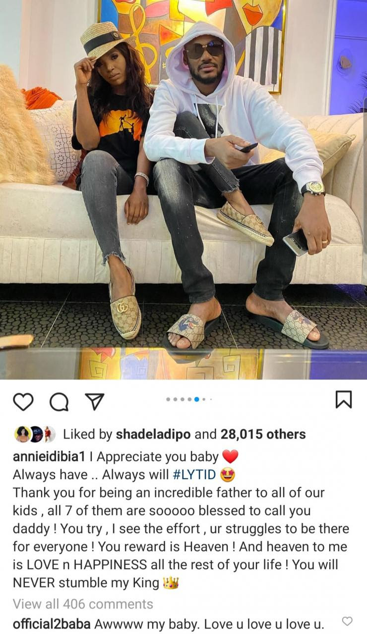 Annie Idibia praises Tuface for being an incredible father to all 7 of his kids after he paid a visit to his kids with Pero Adeniyi 