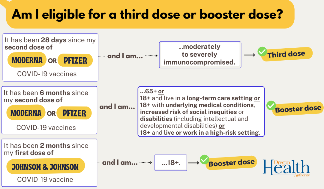 Graphic image asks, "Am I eligible for a third dose or booster?" 