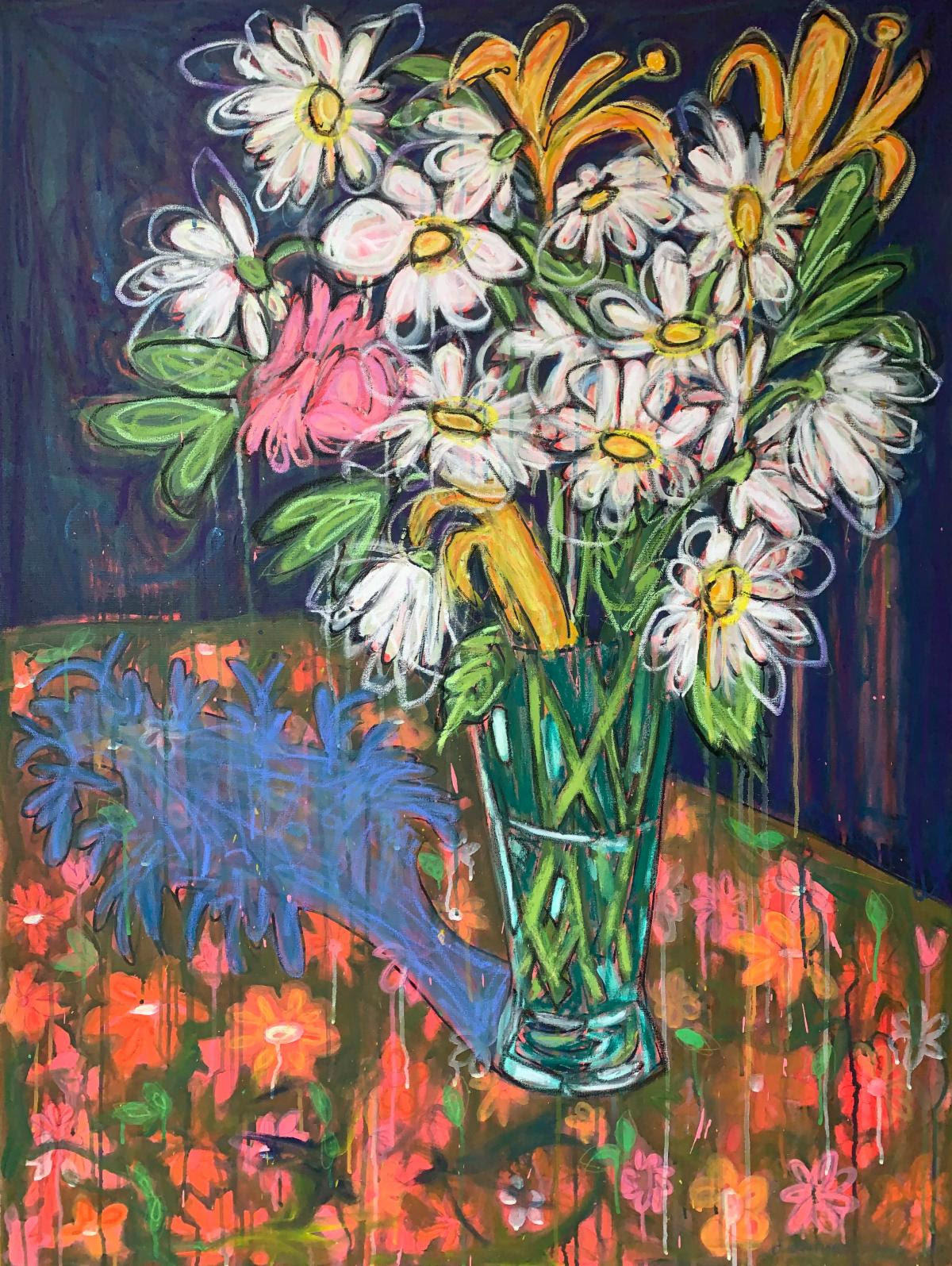 Carlos Santiago, Lovely Bouquet, acrylic, oil pastel, and color pencil on canvas