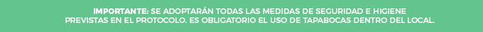 Se adoptarán todas las medidas de seguridad e higiene previstas en el protocolo.