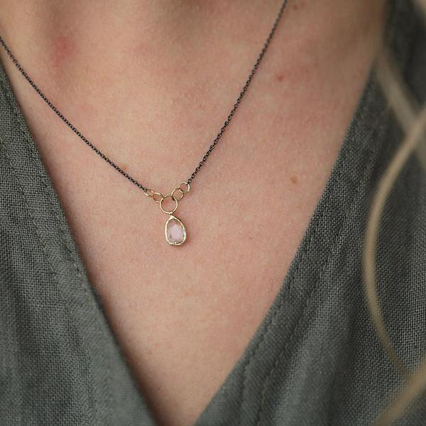 Free Form Rose Cut White Sapphire Necklace