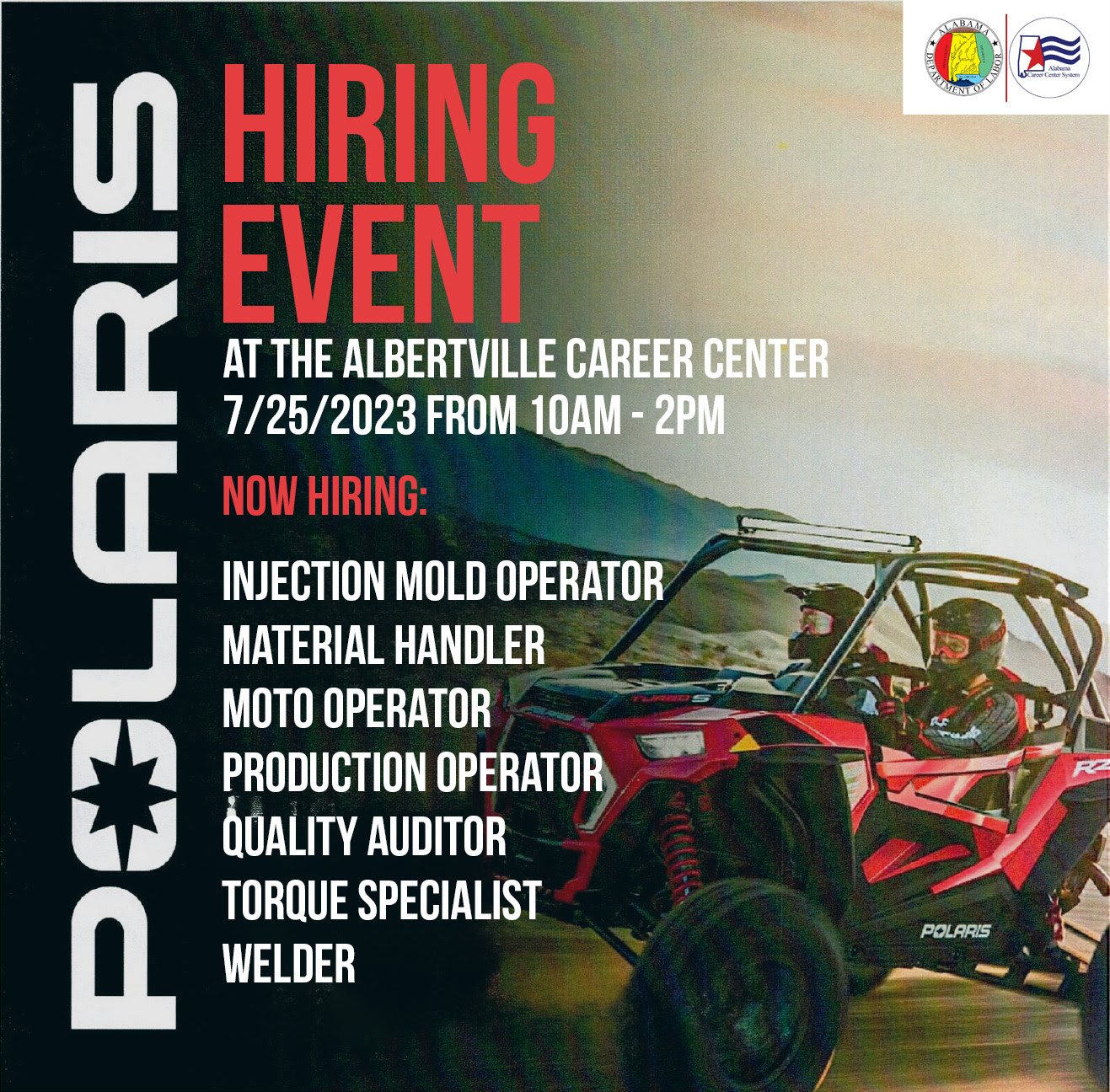 The Albertville Career Center to Host Job Fair for Polaris in the