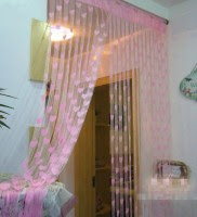GP Polyester Pink Striped Door Curtain