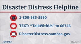 graphic of disaster distress helpline