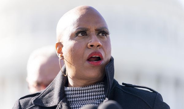 Rep. Ayanna Pressley, D-Mass., speaks at a news conference on Capitol Hill in Washington, Thursday, Feb. 4, 2021, about plans to reintroduce a resolution to call on President Joe Biden to take executive action to cancel up to $50,000 in debt for federal student loan borrowers. (AP Photo/Andrew Harnik)