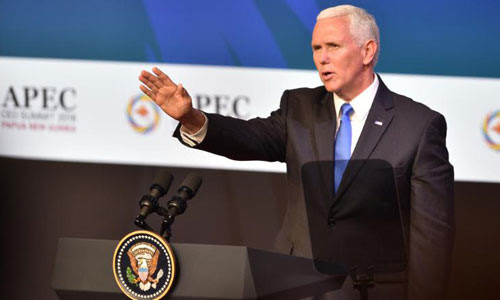 PhÃ³ tá»•ng thá»‘ng Má»¹ Mike Pence phÃ¡t biá»ƒu táº¡i há»™i nghá»‹ APEC á»Ÿ Papua New Guinea. áº¢nh: CNN..