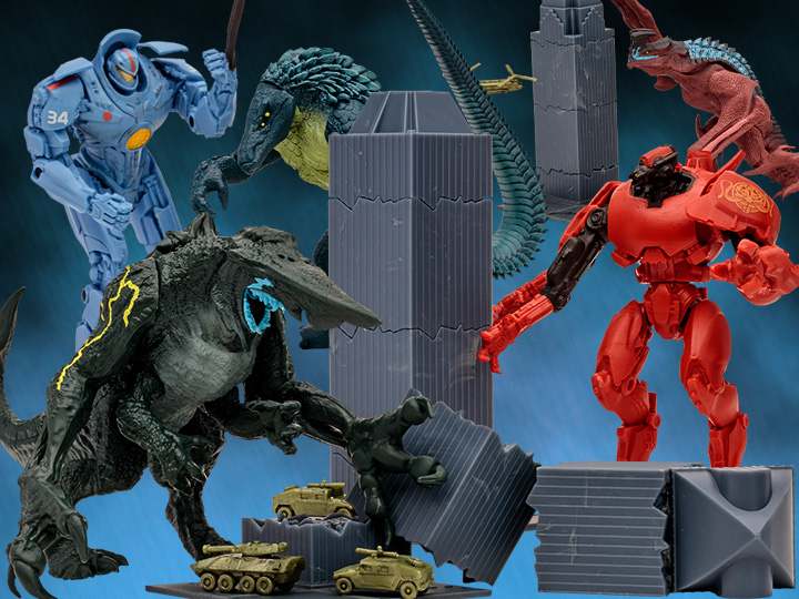 Pacific Rim 4" Action Figure Playsets with Comic