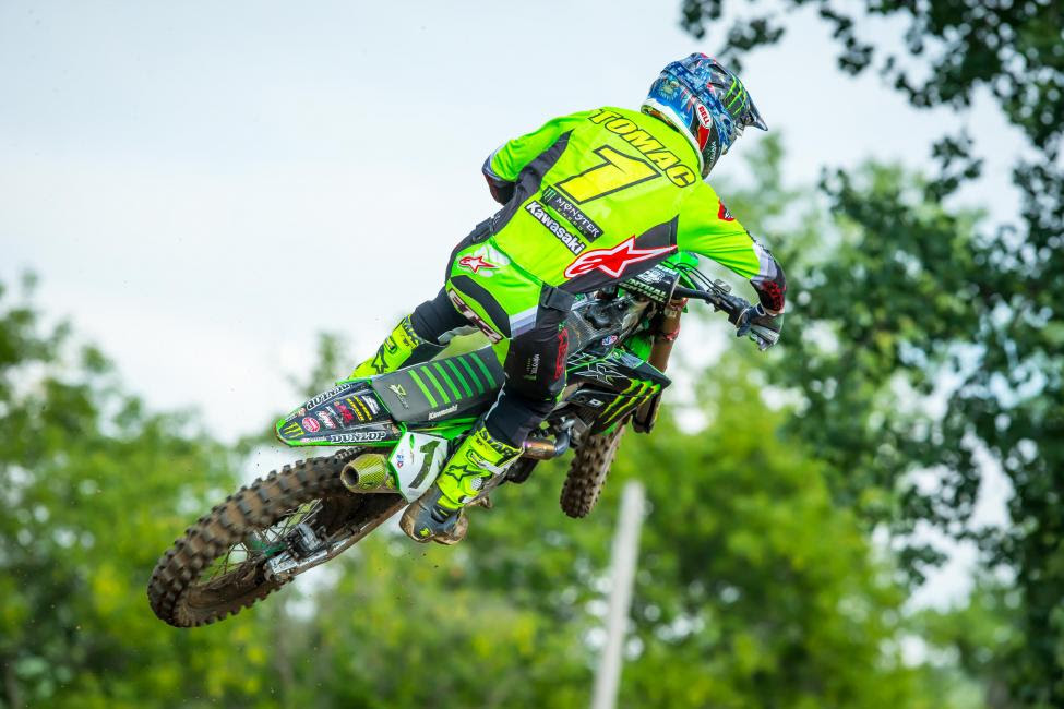 The defending champion Eli Tomac captured his sixth overall (1-1) of the season and took possession of the red plate.
