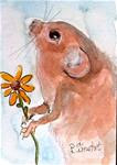 ACEO Field Mouse with flower Painting Art Illustration WC & Pen by Penny StewArt - Posted on Wednesday, February 11, 2015 by Penny Lee StewArt