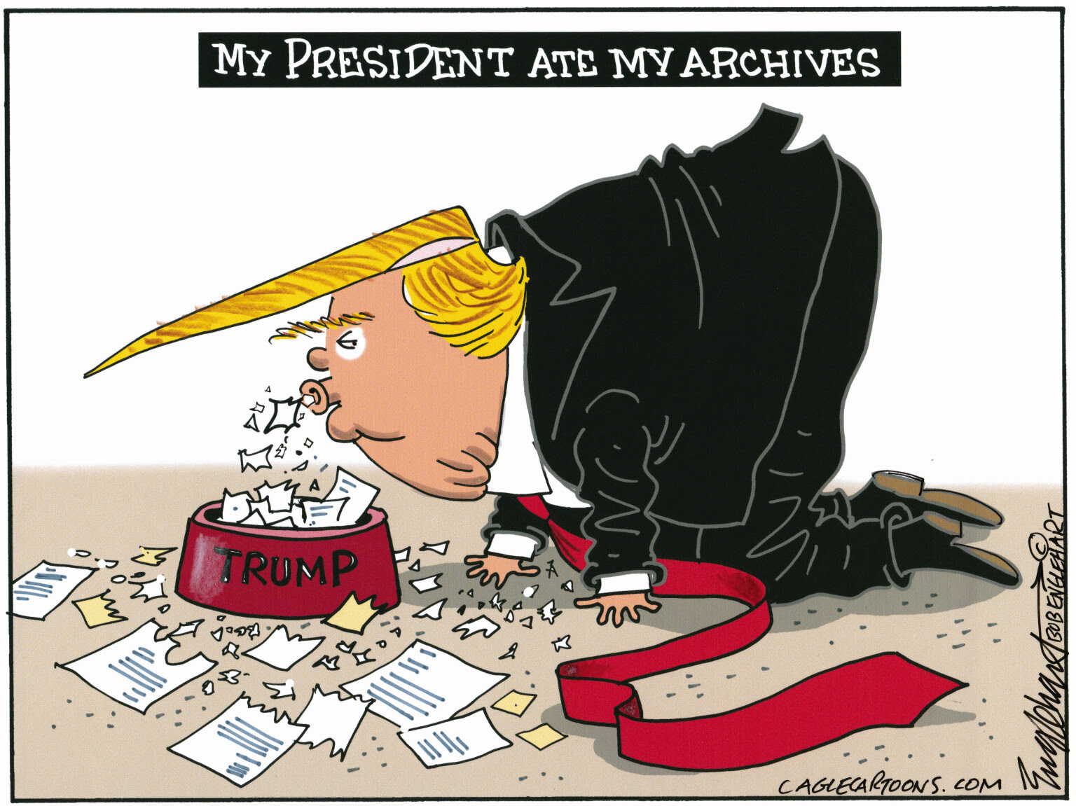 Trump eats the National Archives documents.