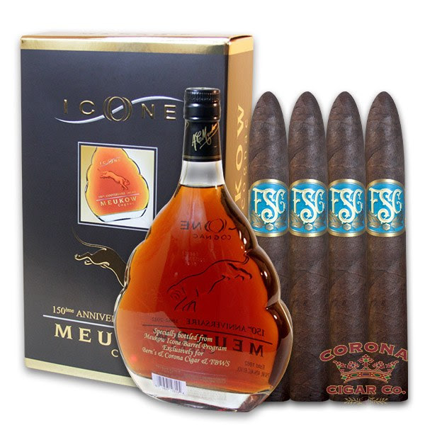 Image of Corona Cigar Single Barrel Meukow Icone Cognac Package