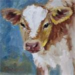 Little Brown Cow, Original Oil Painting By Delander - Posted on Monday, January 5, 2015 by Diana Delander