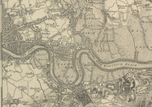 East London and Thames Estuary from the OS Sheet 1, 1805. This work is based on data provided through www.VisionofBritain.org.uk and uses historical material which is copyright of the Great Britain Historical GIS Project and the University of Portsmouth.
