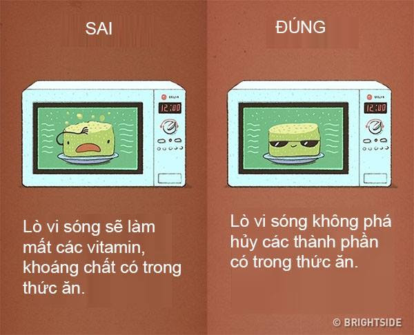 Các chuyên gia của Đại học Havard tin rằng, lò vi sóng giúp giữ lại các chất dinh dưỡng trong thức ăn tốt hơn. Khi sử dụng lò vi sóng, bạn nên đậy nắp thực phẩm và bổ sung thêm một ít nước. Điều này sẽ giúp thức ăn nóng nhanh hơn mà không cháy.