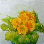 Soft orange Prinrose,still life,oil on canvas,6x6,price$200 - Posted on Sunday, March 1, 2015 by Joy Olney