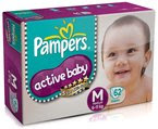 Pampers Active Baby M Size (62 Count)  & L Size (50 Count) 