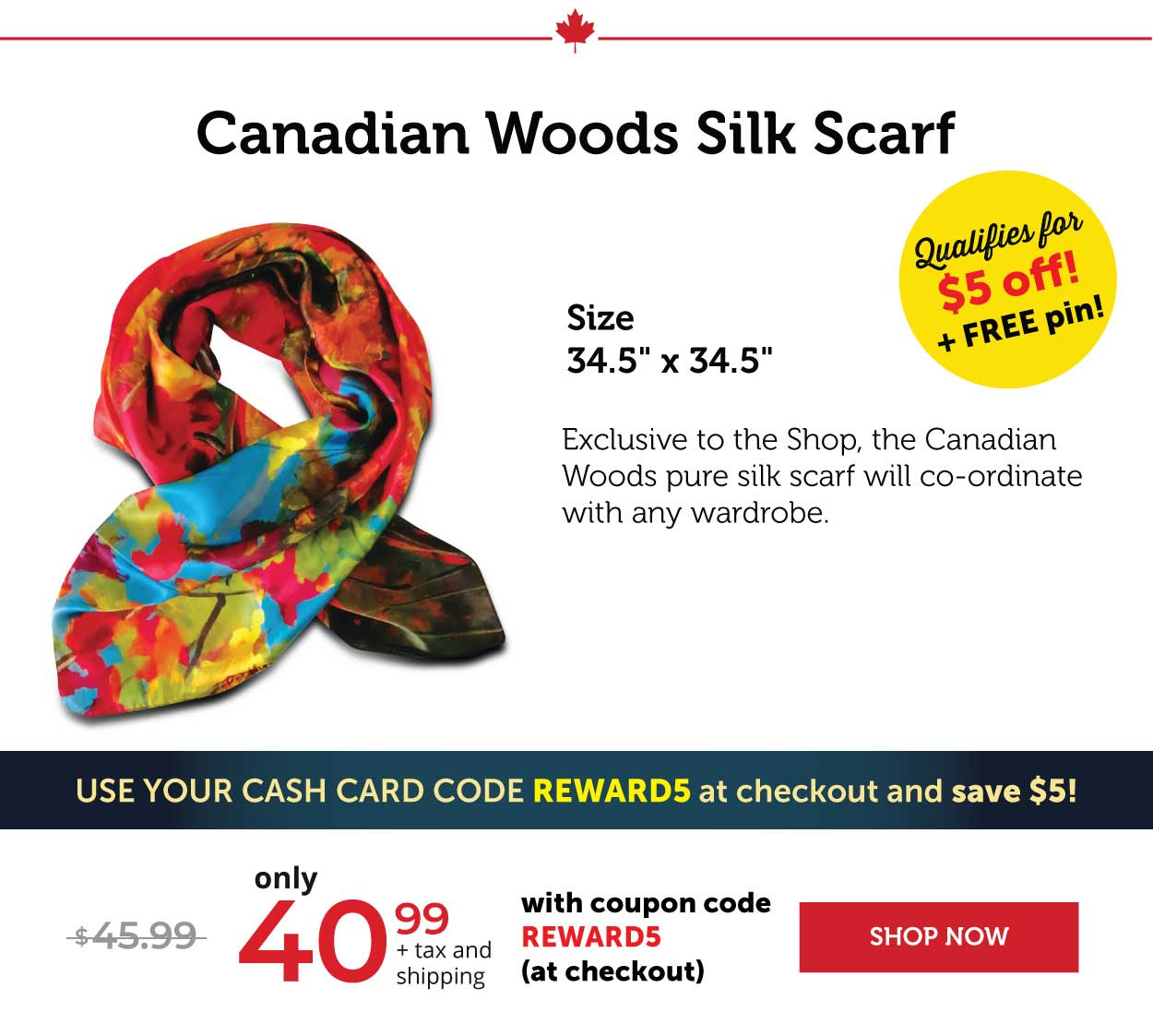 Canadian Woods Silk Scarf