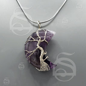 Amethyst Crescent Moon with Tree of Life