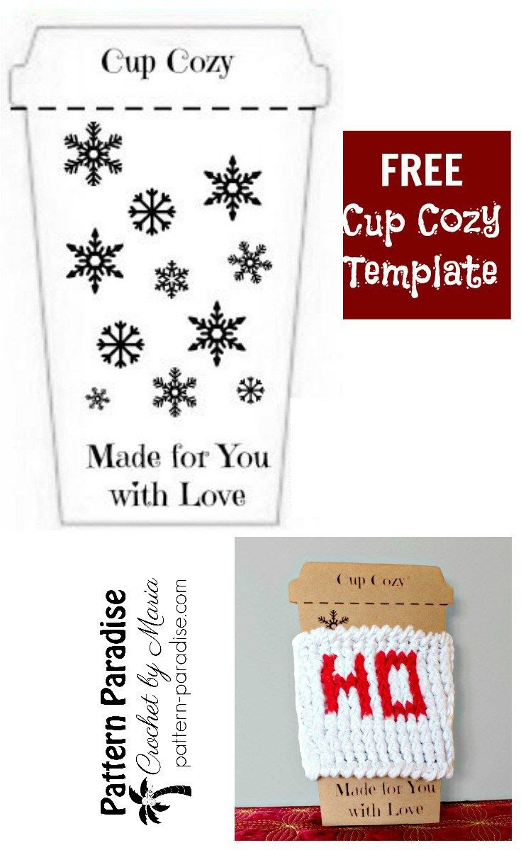 Printable Holiday Cup Cozy Template Crochet coffee cozy, Crochet mug