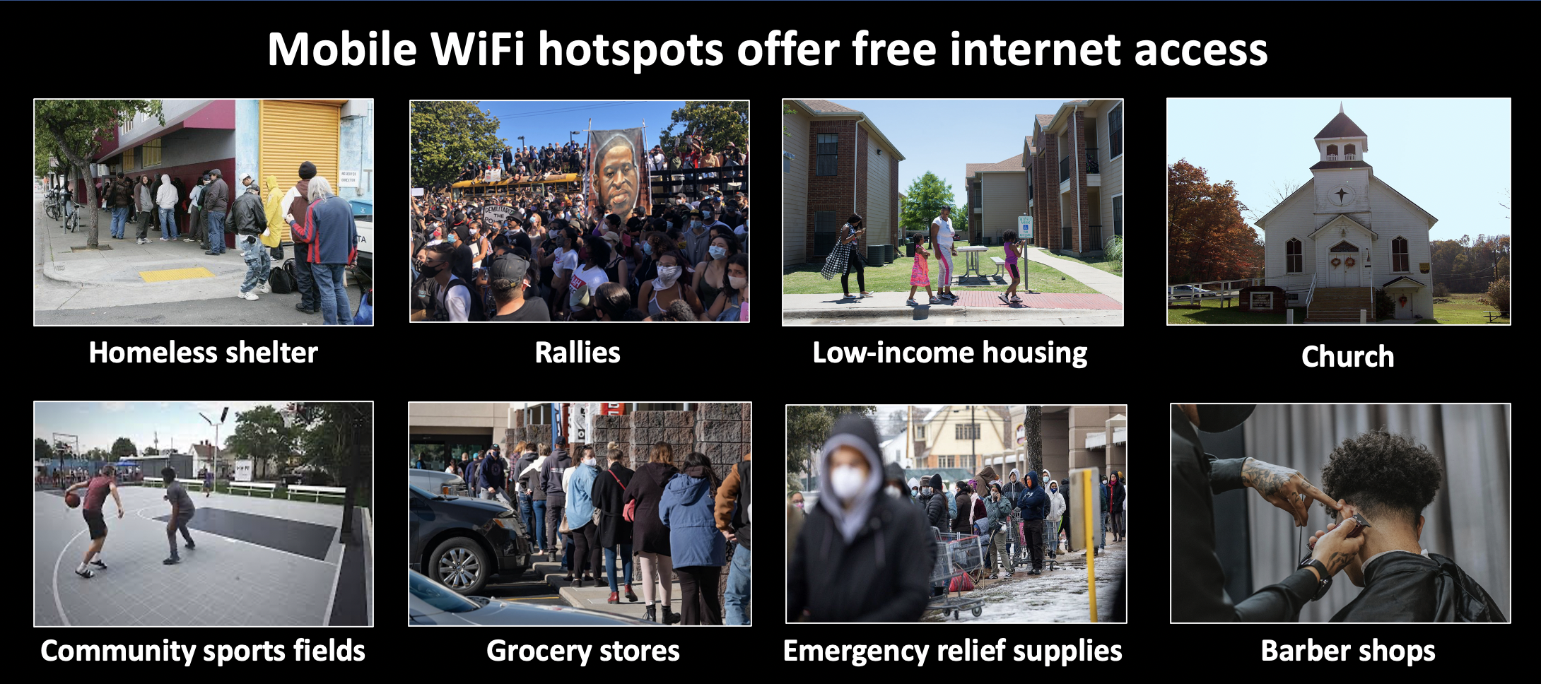Mobile WiFi hotspots let organizers contact hard to reach communities.