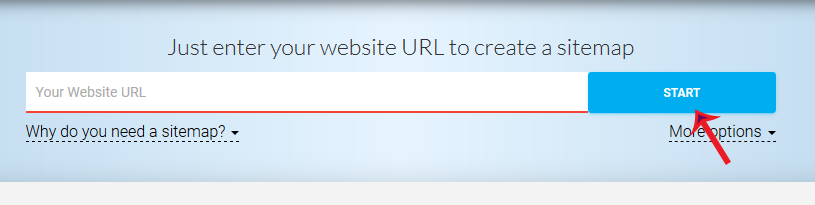 enter URL in sitemap generator site
